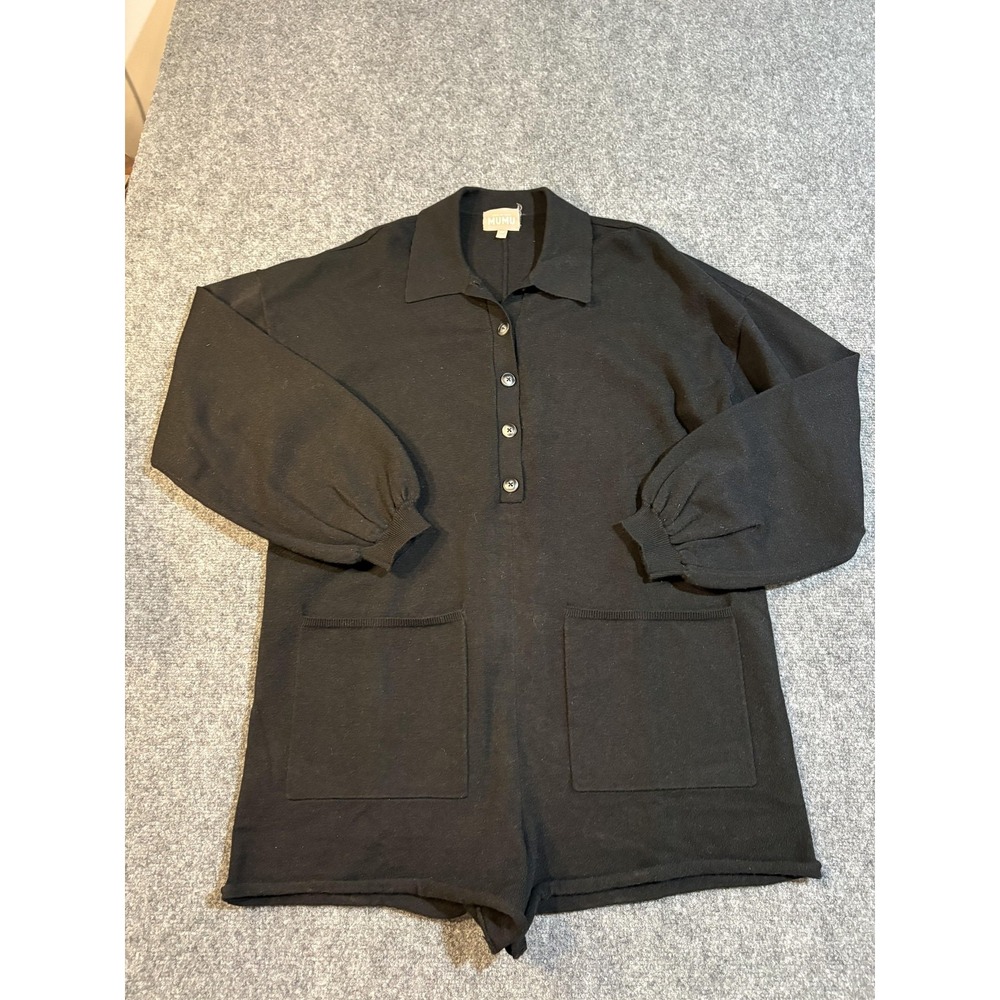 Show Me Your Mumu Romper Womens Medium Black Knit Gianni Long Sleeve MF2-4700